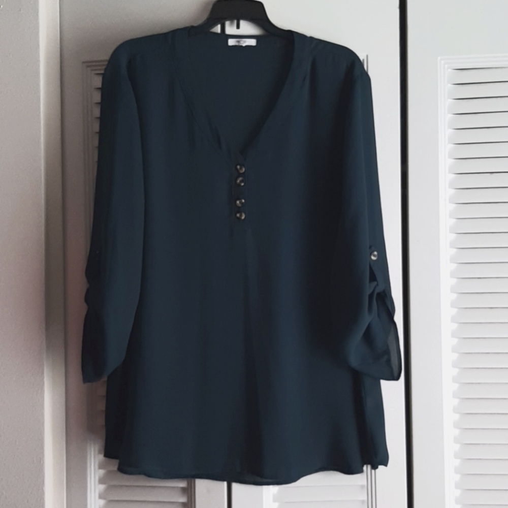 Women's dark teal sheer shirt